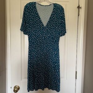 Womens 41Hawthorn Teal & White Polka Dot Dress Size Large. Excellent Condition
